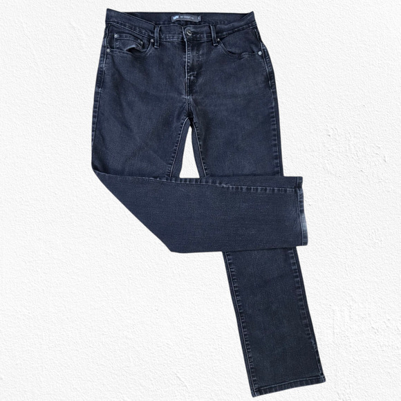 Levi's 505 Black Mid Rise Classic Black Label Casual Straight Leg Jeans Size 6 - Picture 1 of 9